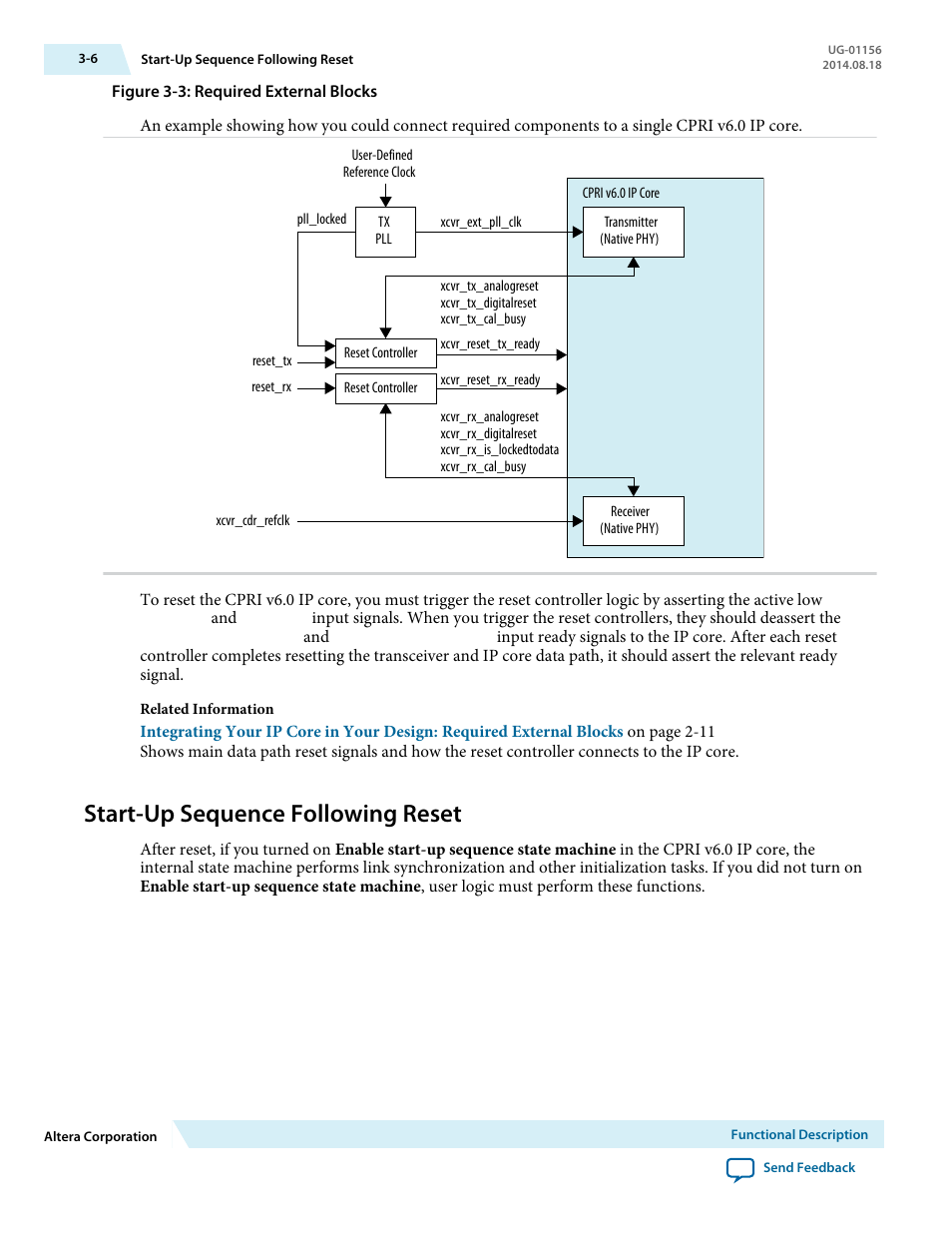 Start-up sequence following reset, Start-up sequence following reset -6 | Altera CPRI v6.0 MegaCore Function User Manual | Page 36 / 115