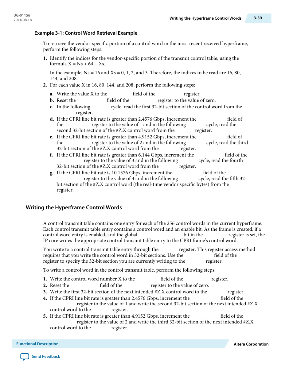 Writing the hyperframe control words | Altera CPRI v6.0 MegaCore Function User Manual | Page 69 / 115