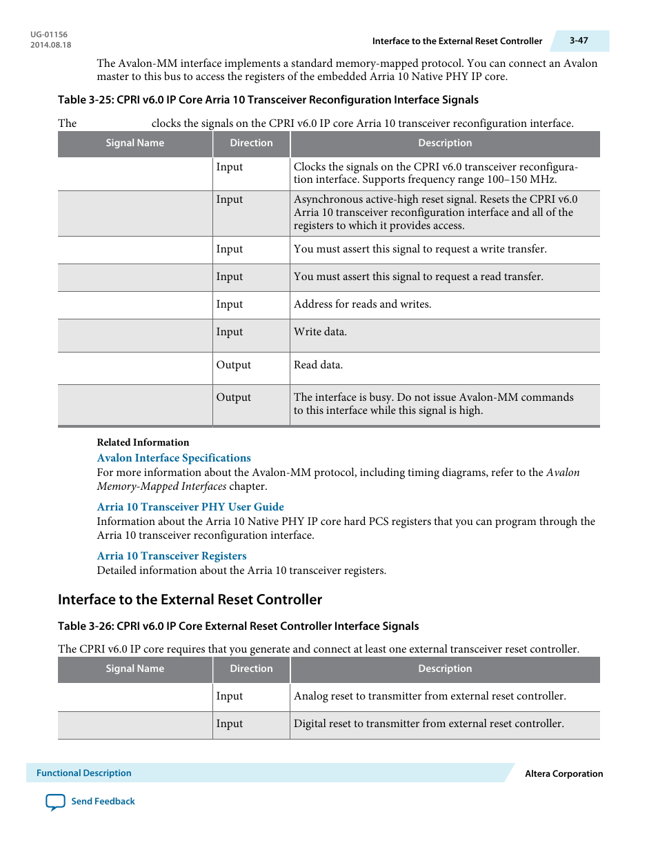 Interface to the external reset controller, Interface to the external reset controller -47 | Altera CPRI v6.0 MegaCore Function User Manual | Page 77 / 115