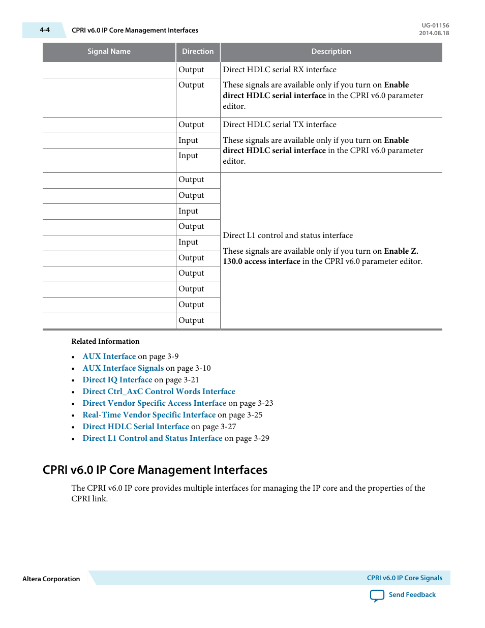 Cpri v6.0 ip core management interfaces, Cpri v6.0 ip core management interfaces -4 | Altera CPRI v6.0 MegaCore Function User Manual | Page 85 / 115