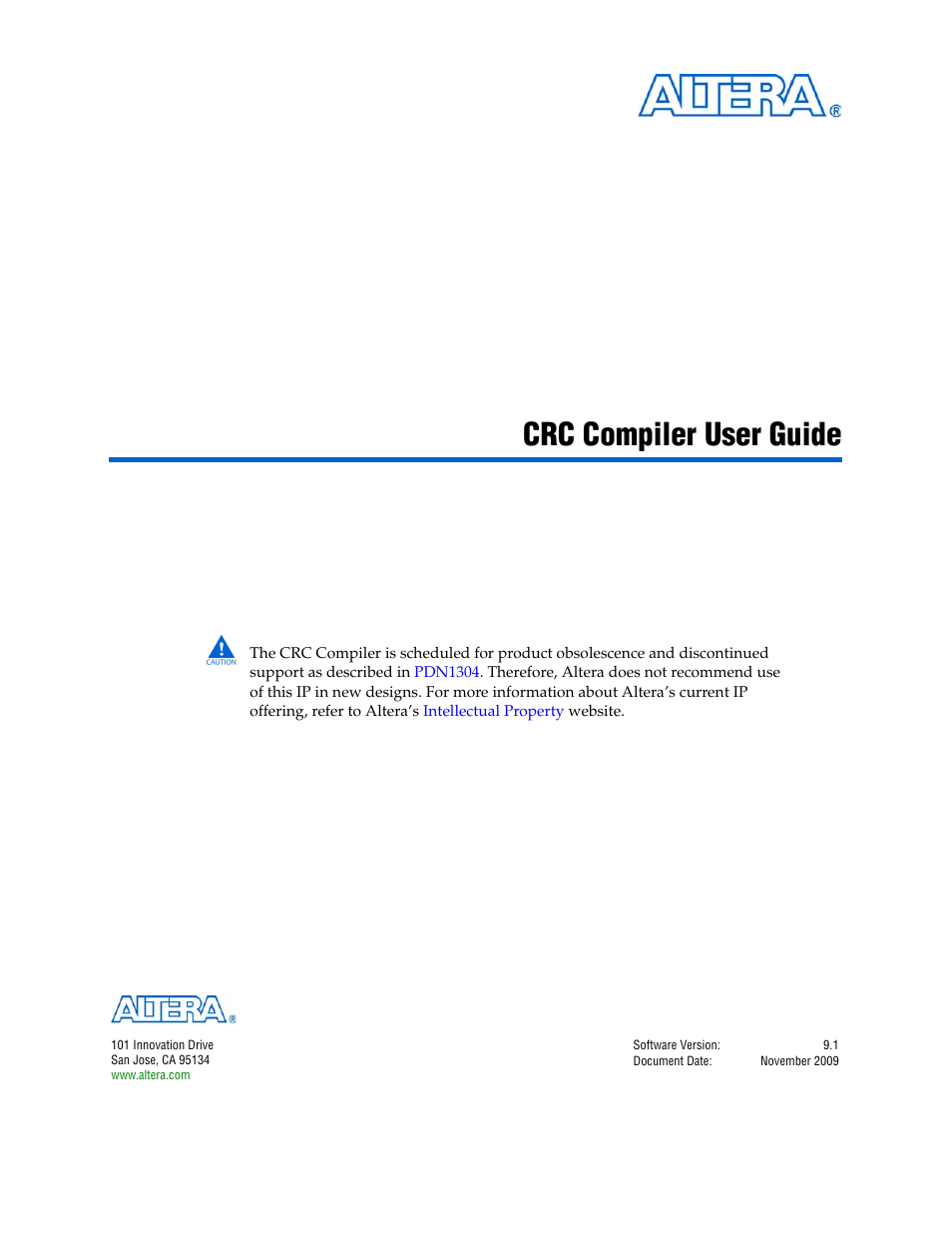 Altera CRC Compiler User Manual | 30 pages