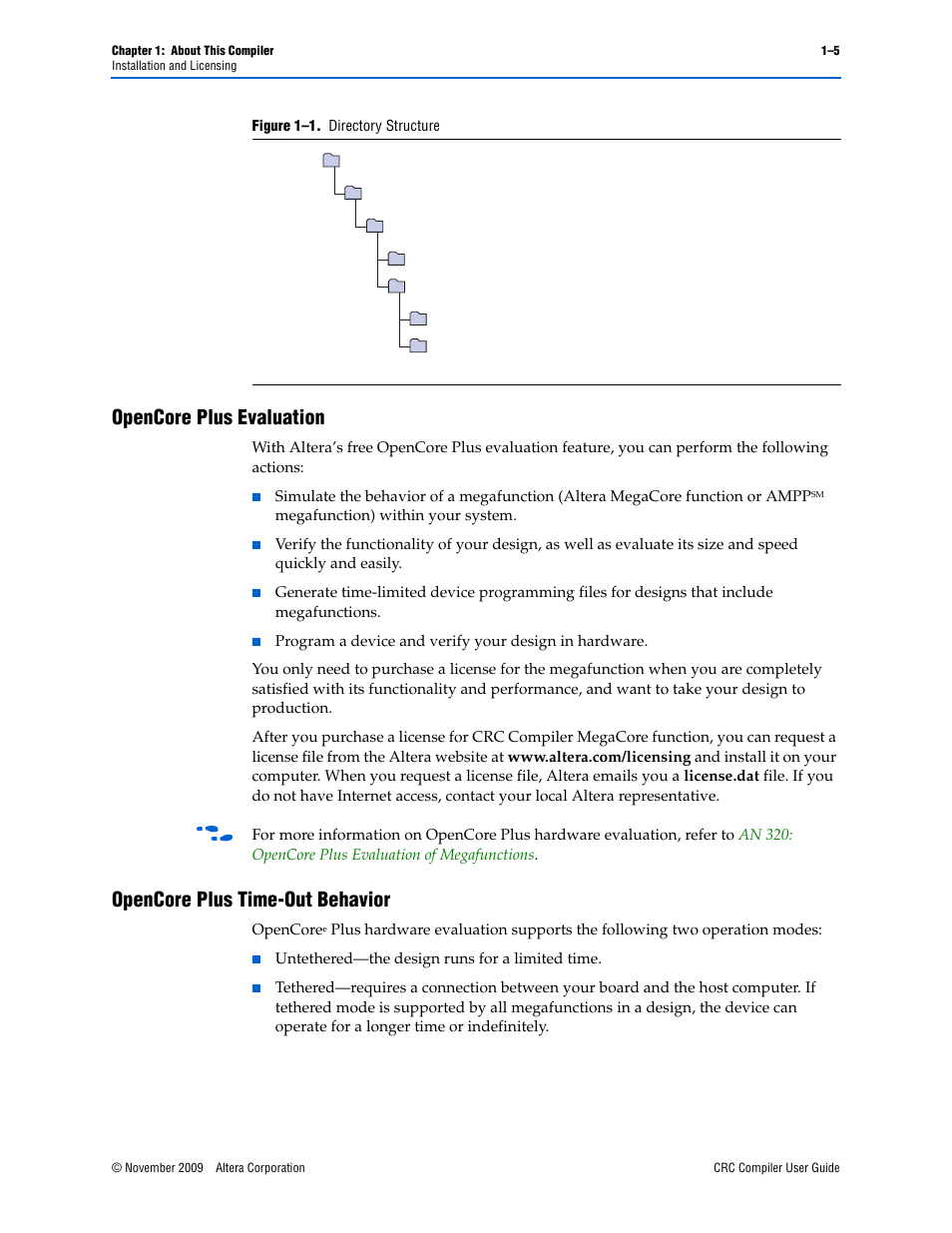 Opencore plus evaluation, Opencore plus time-out behavior, Figure 1–1 | Altera CRC Compiler User Manual | Page 9 / 30