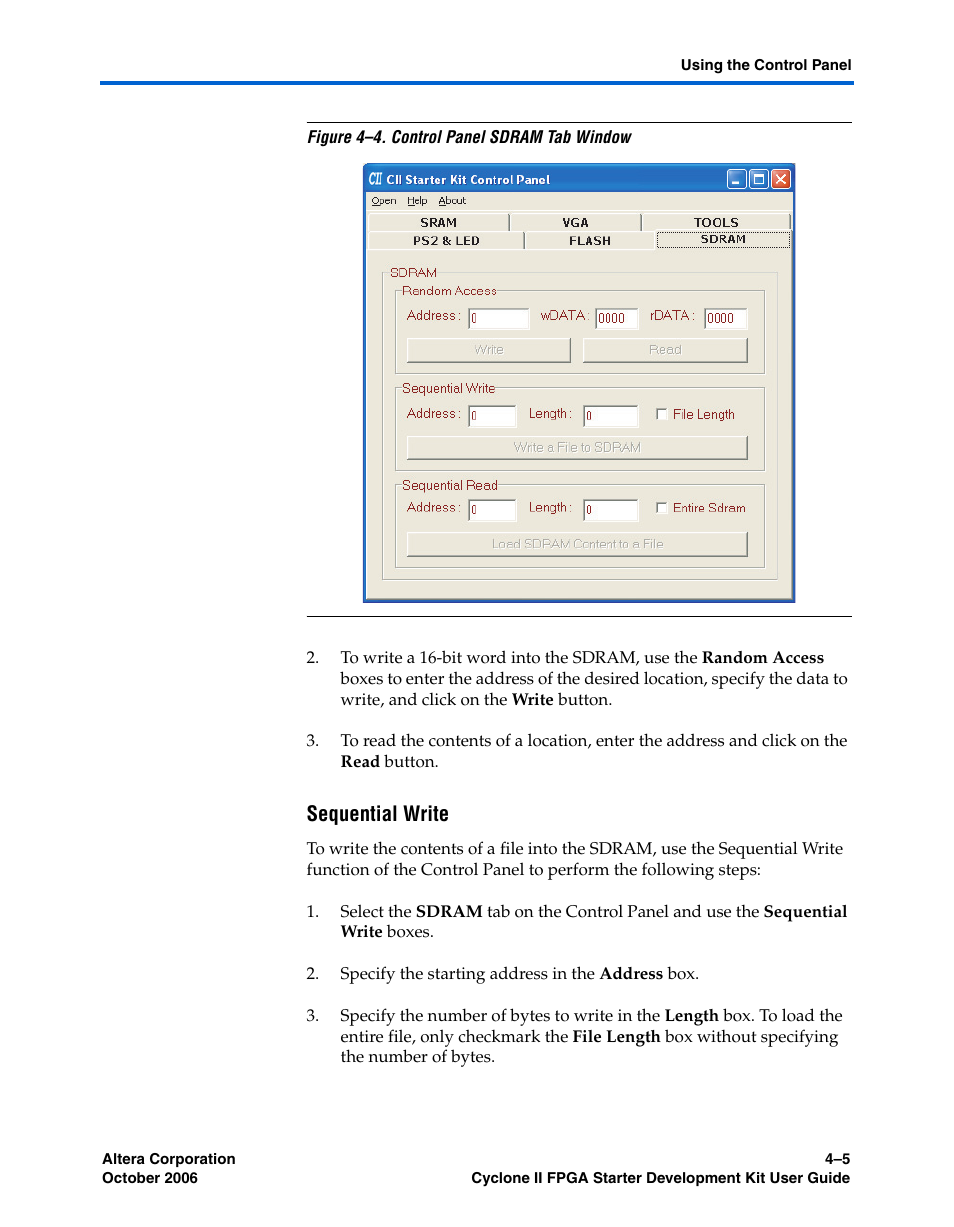 Sequential write | Altera Cyclone II FPGA Starter User Manual | Page 27 / 50