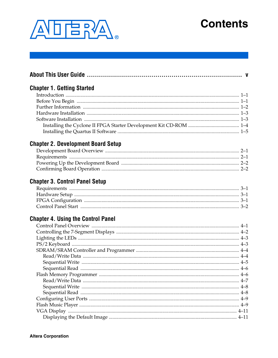 Altera Cyclone II FPGA Starter User Manual | Page 3 / 50