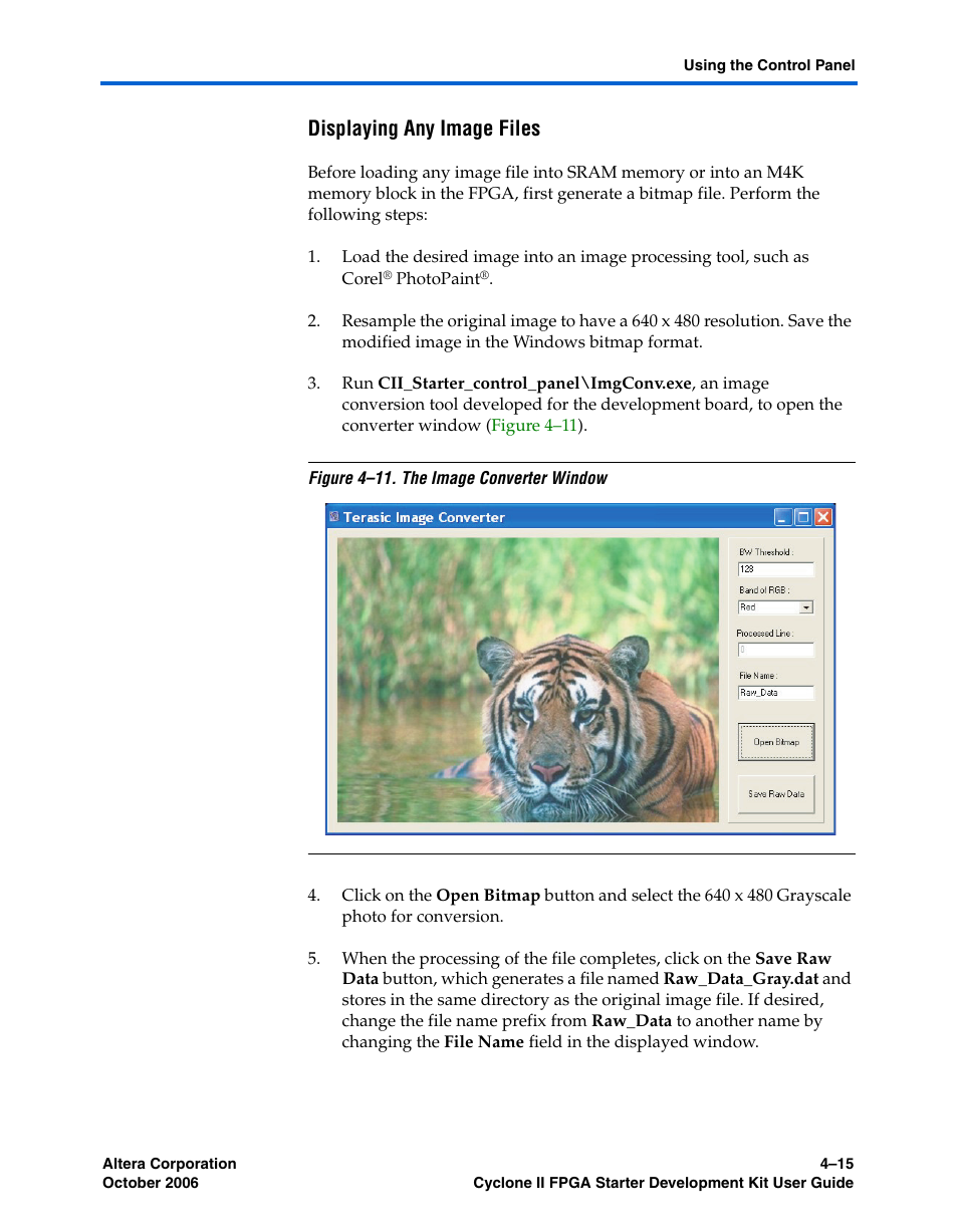 Displaying any image files | Altera Cyclone II FPGA Starter User Manual | Page 37 / 50