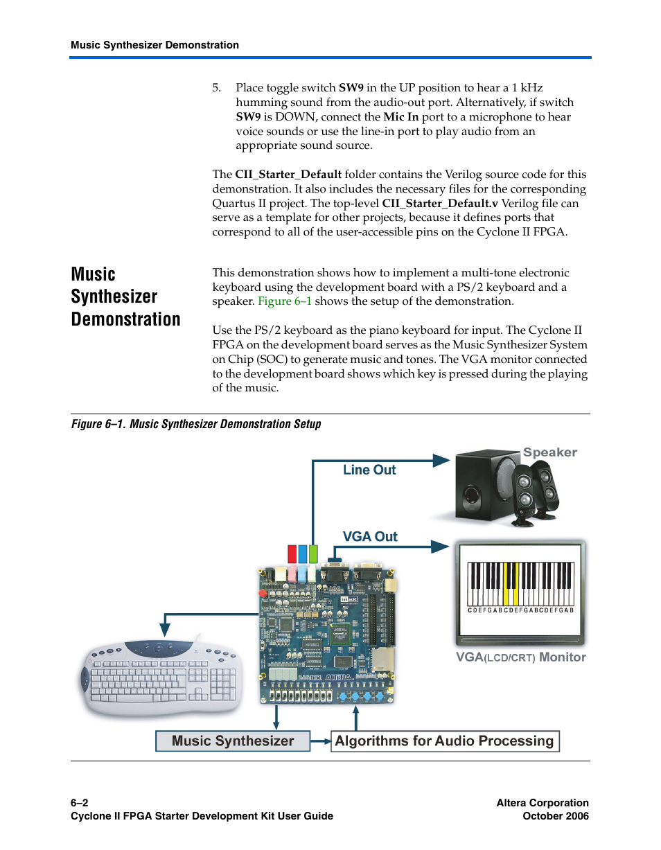 Music synthesizer demonstration, Music synthesizer demonstration –2 | Altera Cyclone II FPGA Starter User Manual | Page 44 / 50
