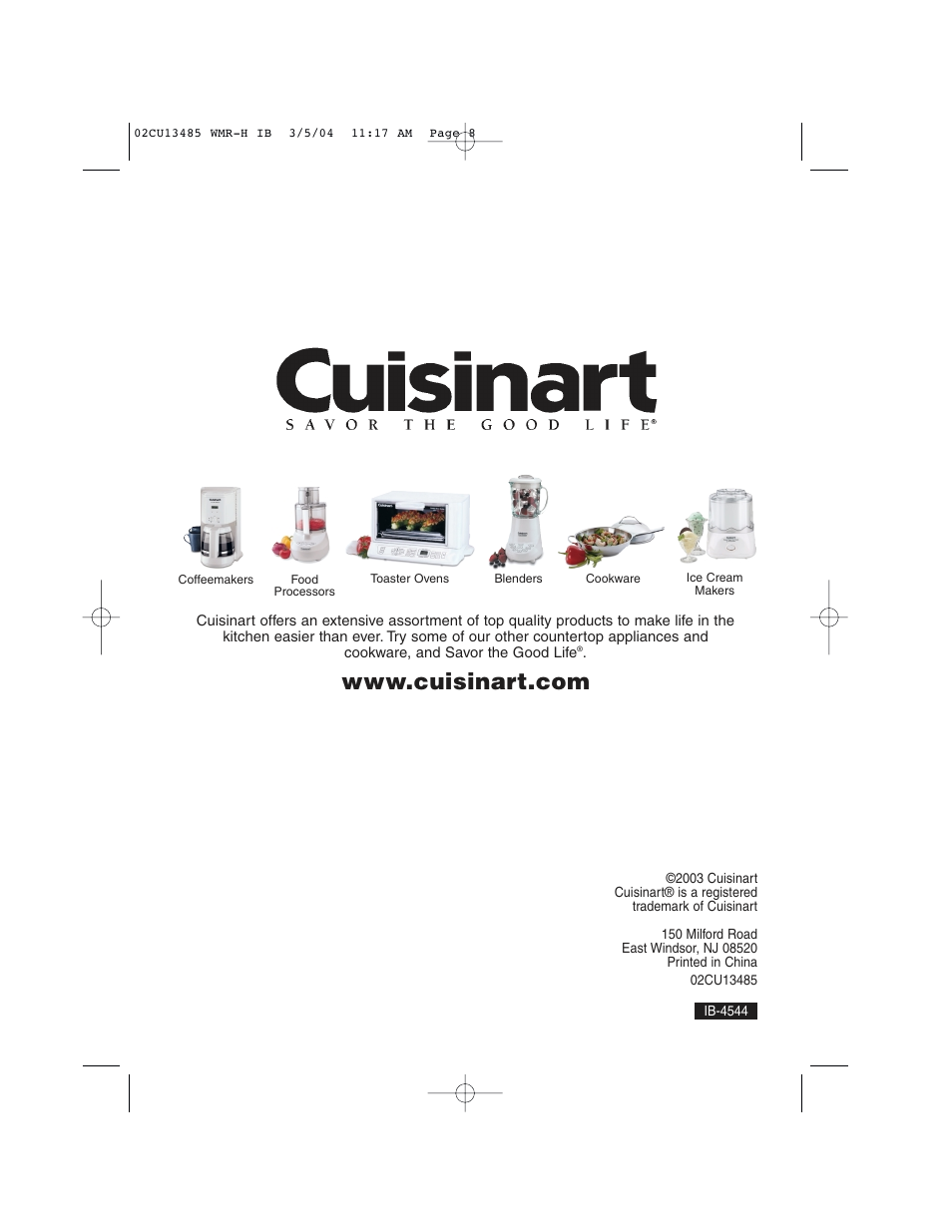 Cuisinart WMR-H User Manual | Page 8 / 8