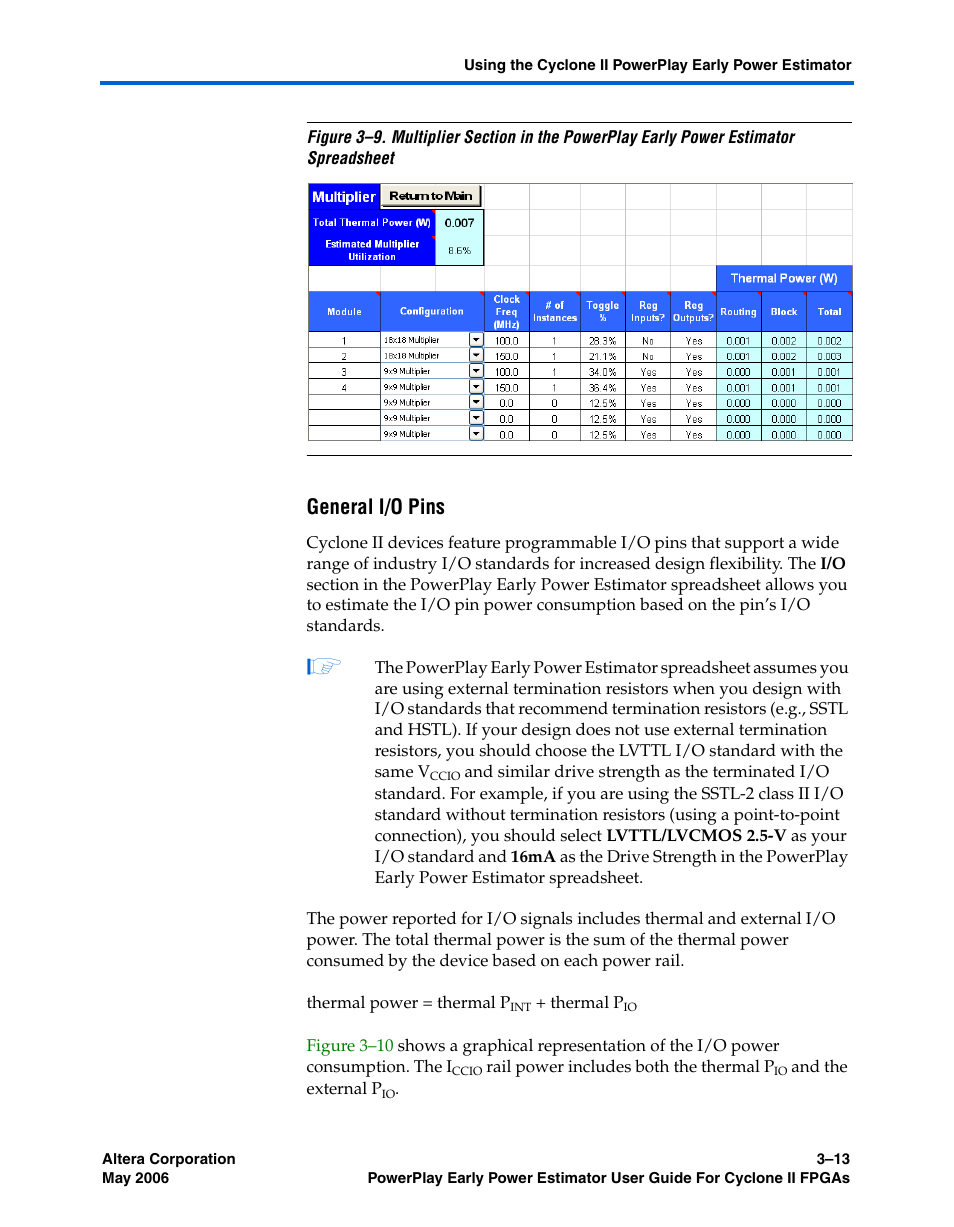 General i/o pins | Altera Cyclone II PowerPlay Early Power Estimator User Manual | Page 29 / 48