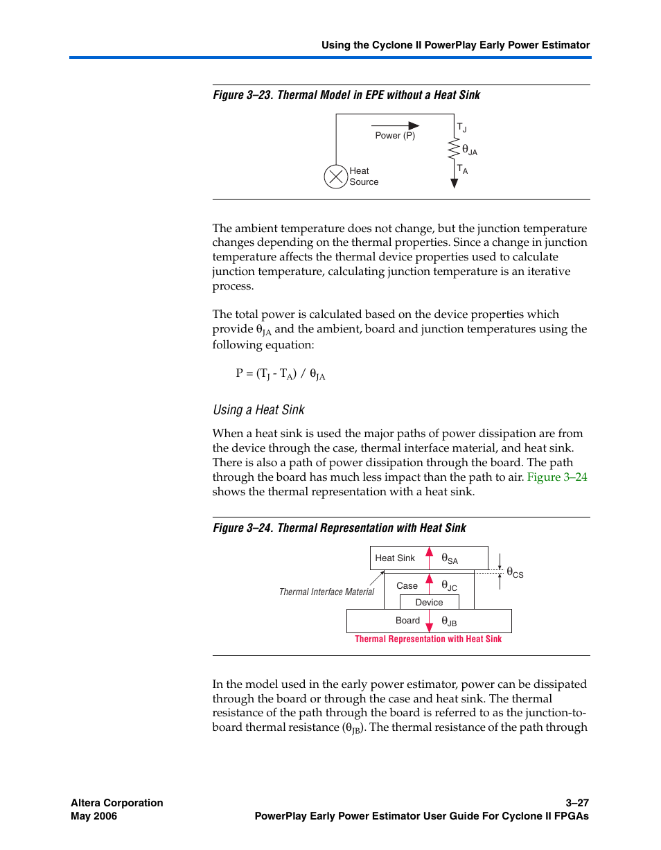 Using a heat sink | Altera Cyclone II PowerPlay Early Power Estimator User Manual | Page 43 / 48