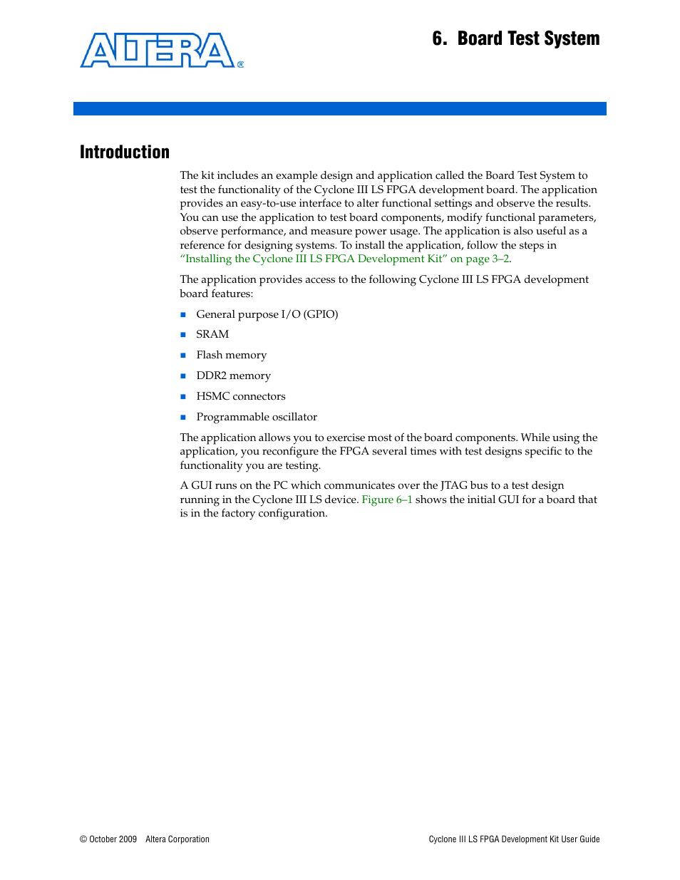 Board test system, Introduction | Altera Cyclone III LS FPGA User Manual | Page 19 / 42