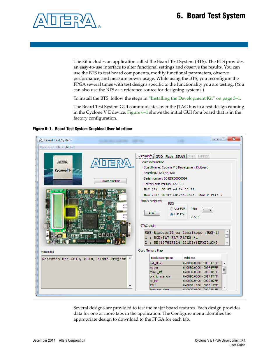 Board test system, Chapter 6. board test system | Altera Cyclone V E FPGA User Manual | Page 17 / 38