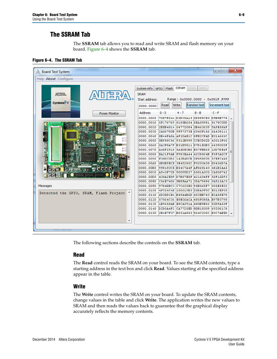 The ssram tab, Read, Write | The ssram tab –9, Read –9 write –9 | Altera Cyclone V E FPGA User Manual | Page 25 / 38