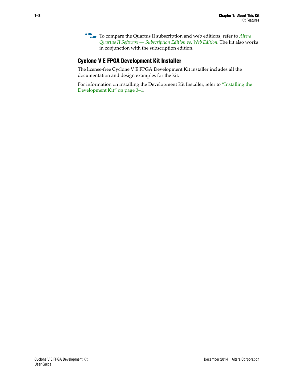 Cyclone v e fpga development kit installer, Cyclone v e fpga development kit installer –2 | Altera Cyclone V E FPGA User Manual | Page 6 / 38