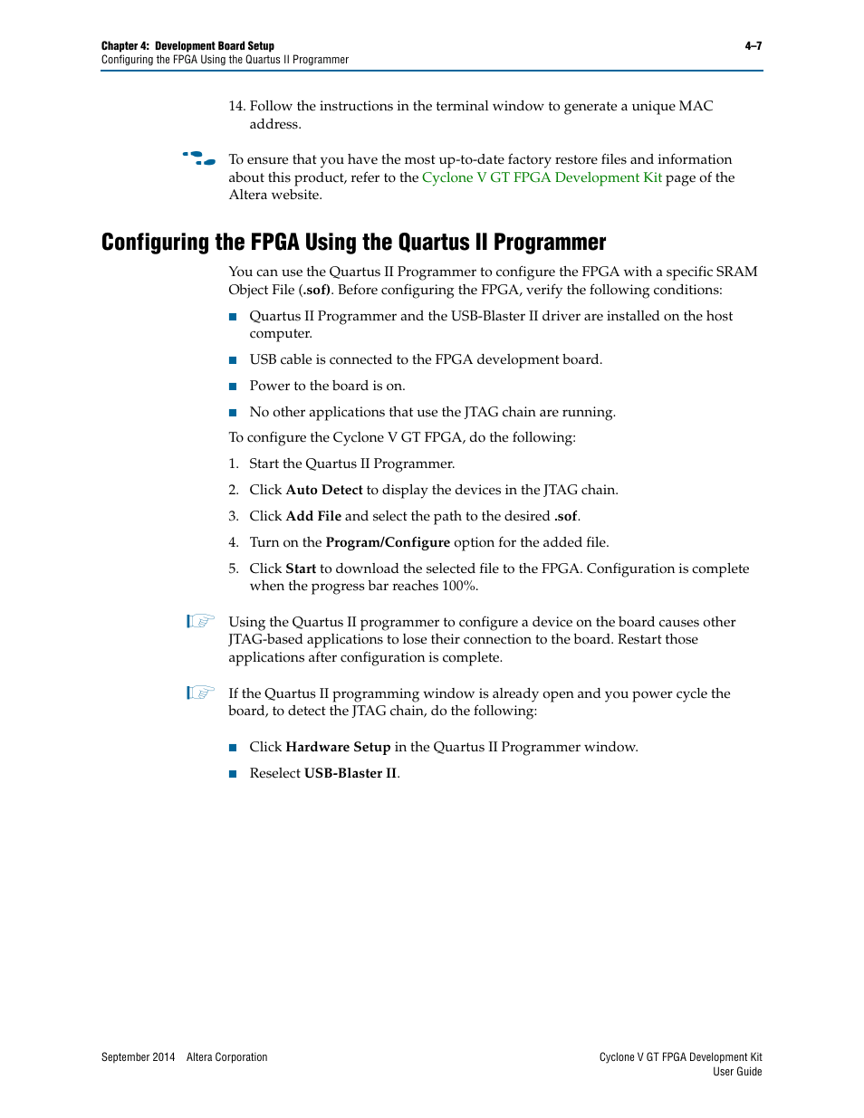 Configuring the fpga using the quartus ii | Altera Cyclone V GT FPGA User Manual | Page 19 / 50