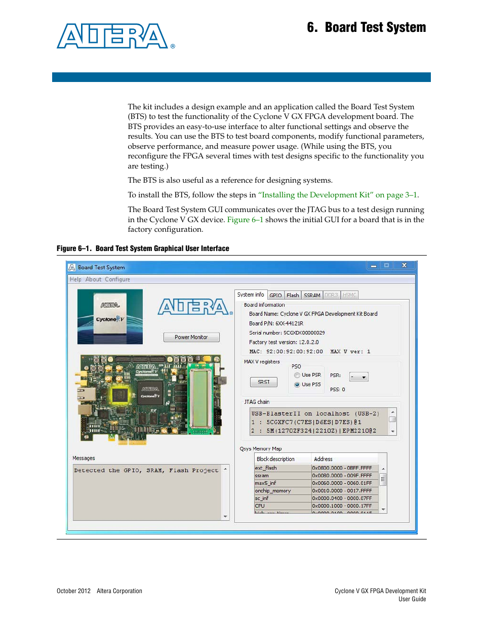 Board test system, Chapter 6. board test system | Altera Cyclone V GX FPGA User Manual | Page 17 / 38