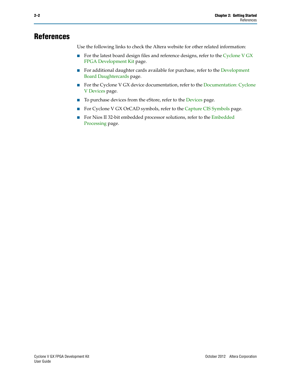References, References –2 | Altera Cyclone V GX FPGA User Manual | Page 8 / 38