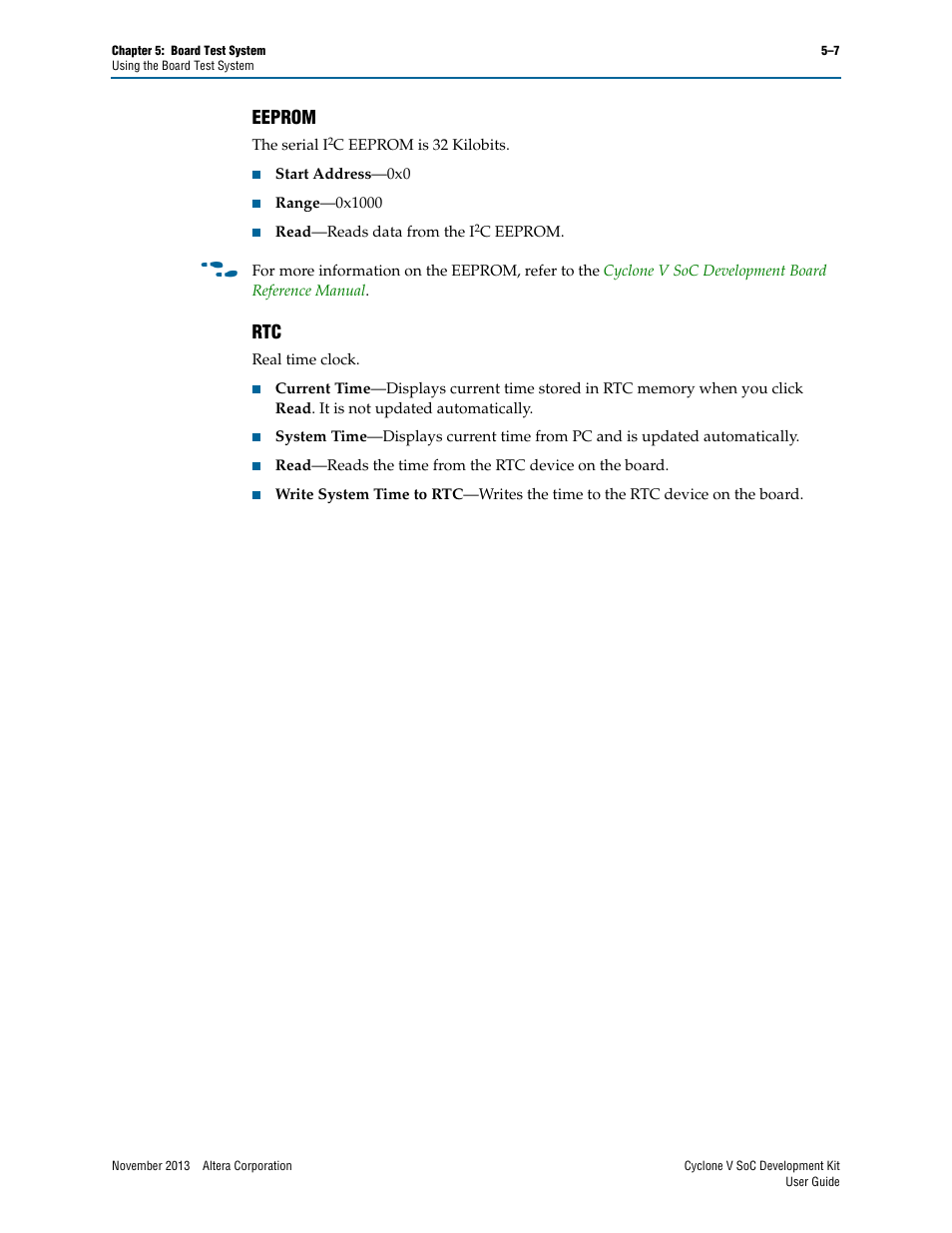 Eeprom, Eeprom –7 rtc –7 | Altera Cyclone V SoC User Manual | Page 25 / 44