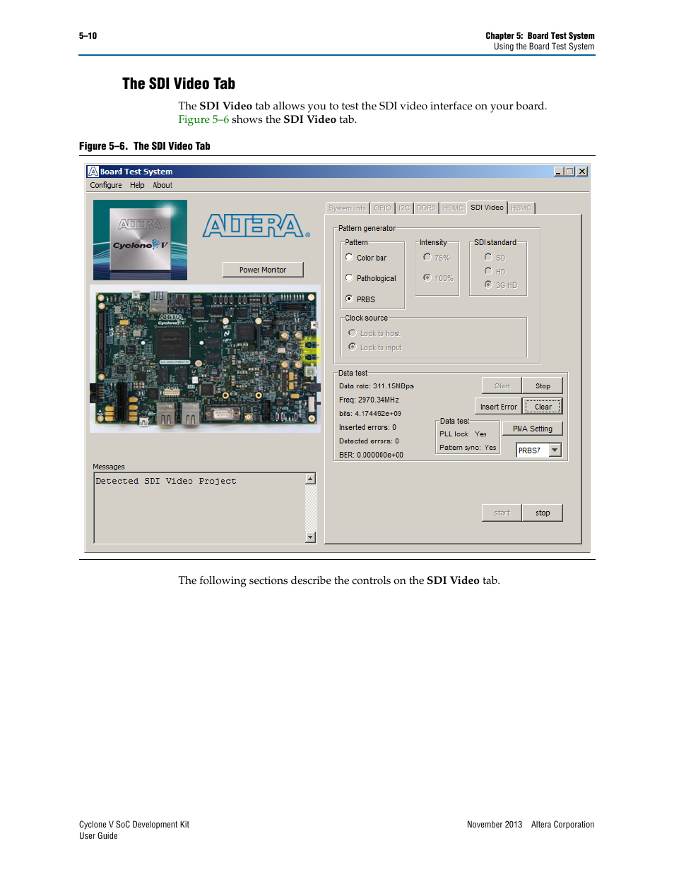 The sdi video tab, The sdi video tab –10 | Altera Cyclone V SoC User Manual | Page 28 / 44