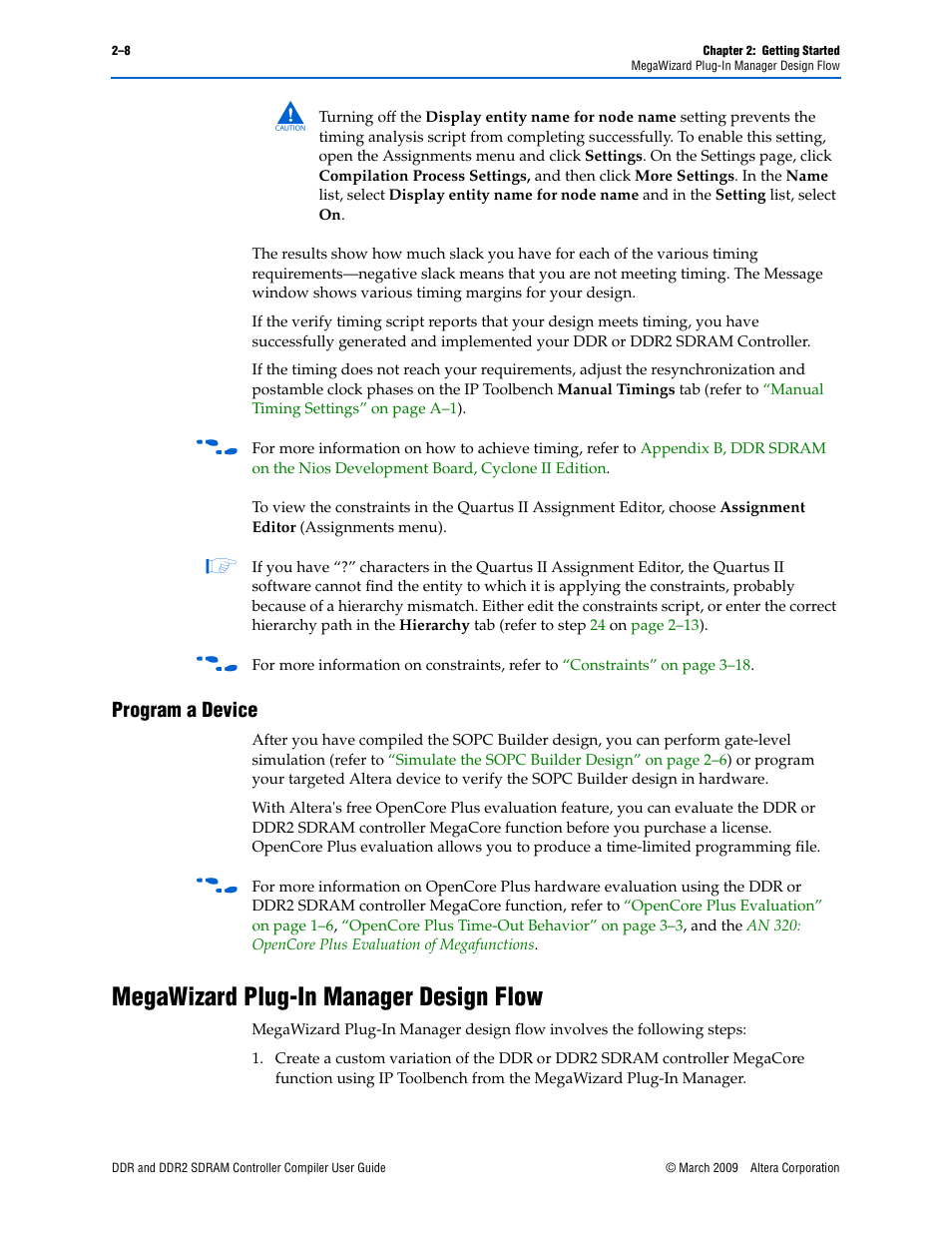 Program a device, Megawizard plug-in manager design flow, Program a device –8 | Megawizard plug-in manager design flow –8 | Altera DDR SDRAM Controller User Manual | Page 18 / 106