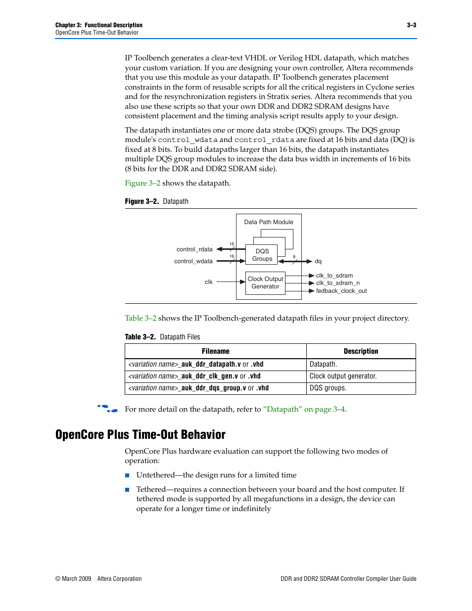 Opencore plus time-out behavior, Opencore plus time-out behavior –3 | Altera DDR SDRAM Controller User Manual | Page 39 / 106
