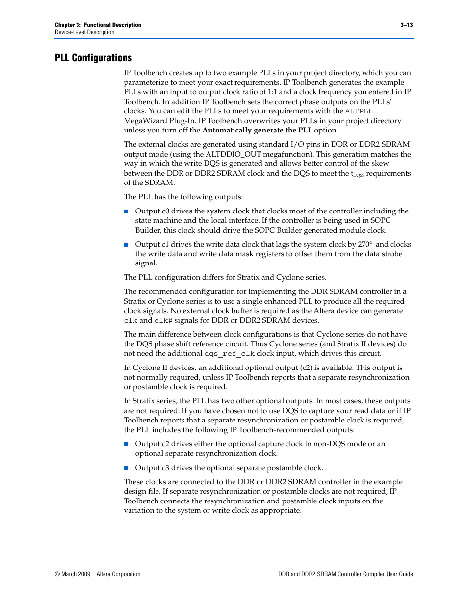 Pll configurations, Pll configurations –13, Fer to | Altera DDR SDRAM Controller User Manual | Page 49 / 106