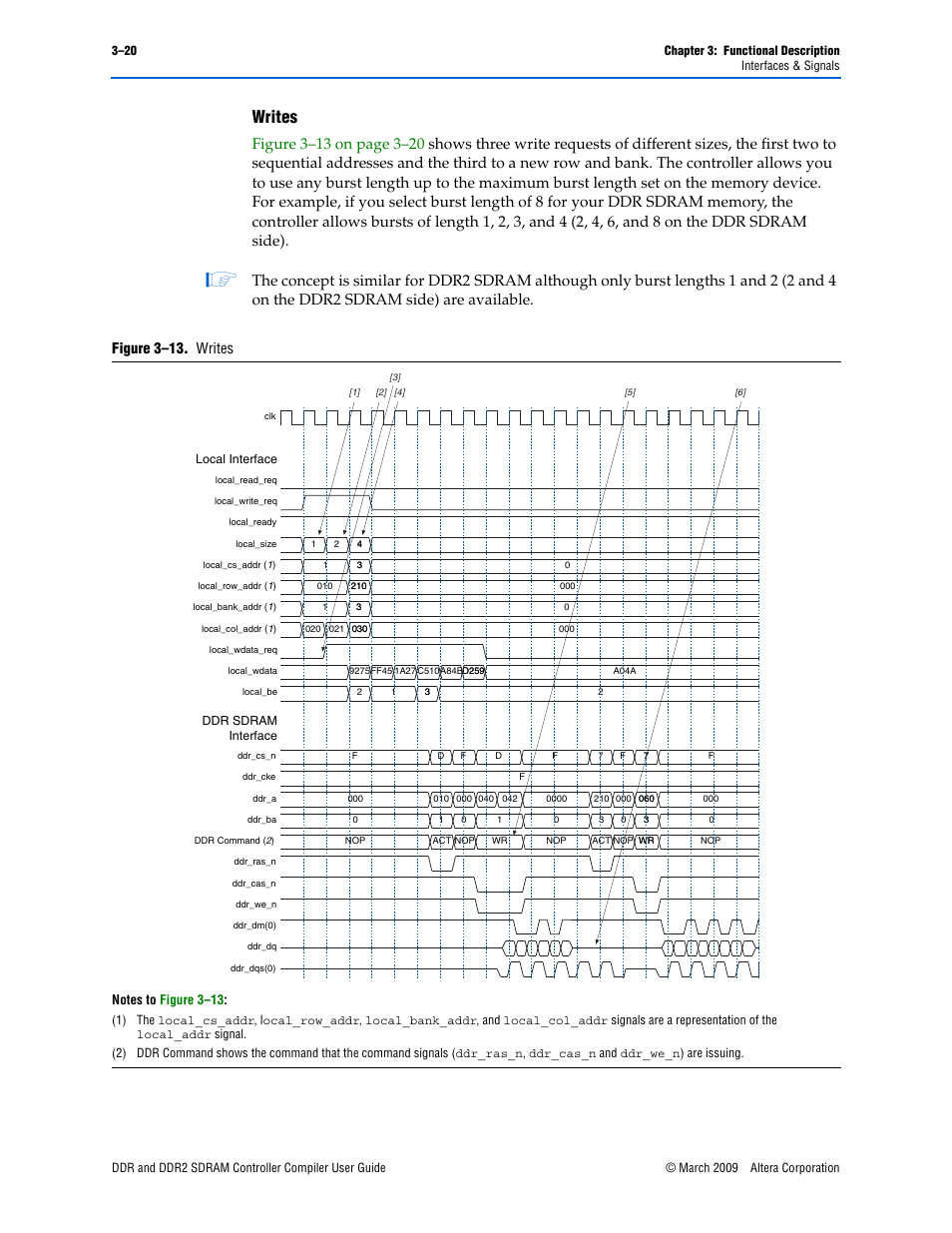 Writes, Figure 3–13. writes | Altera DDR SDRAM Controller User Manual | Page 56 / 106