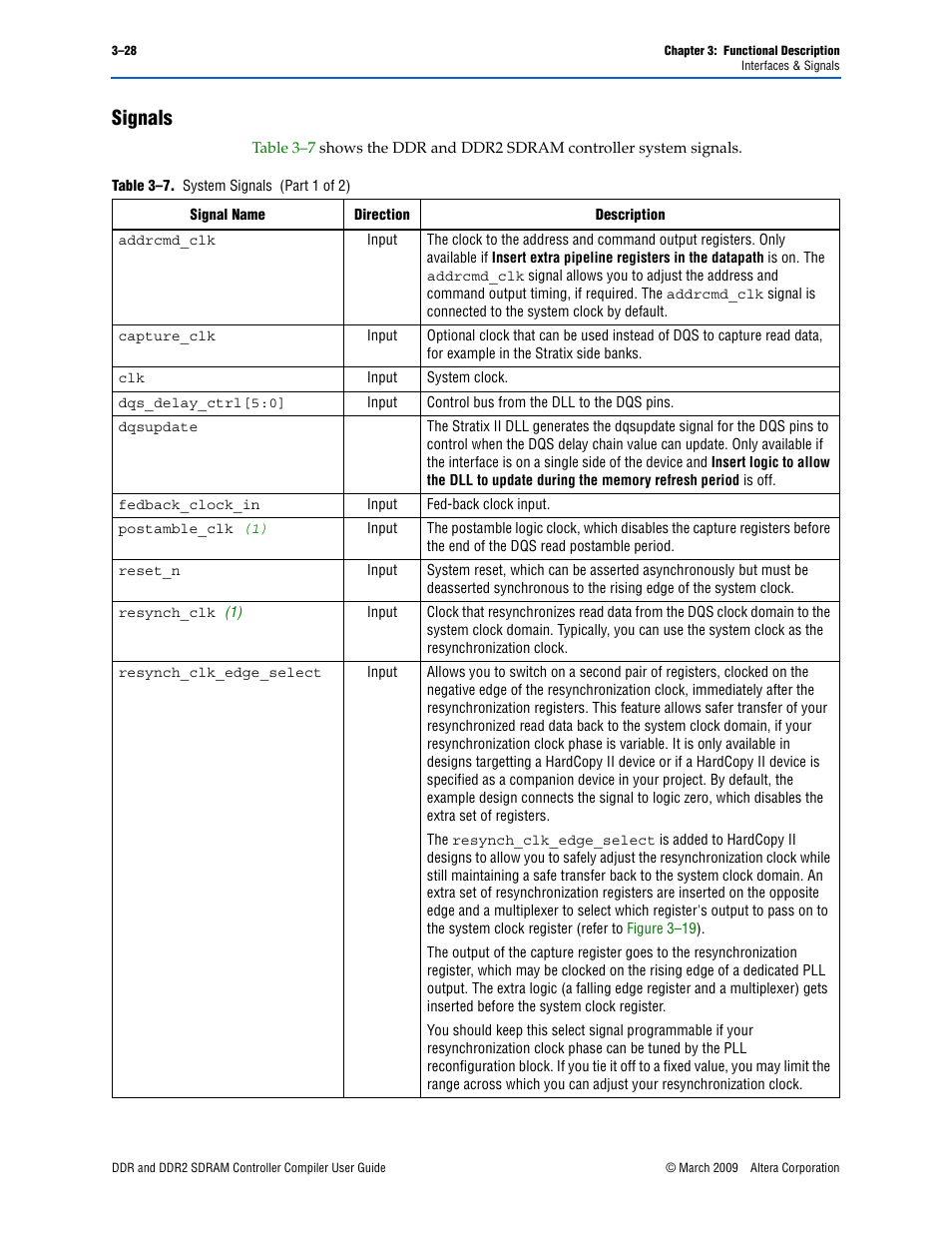 Signals, Signals –28 | Altera DDR SDRAM Controller User Manual | Page 64 / 106