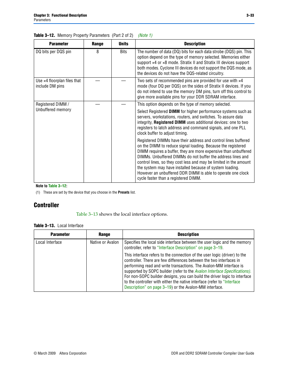 Controller, Controller –33, Controller ” on | Altera DDR SDRAM Controller User Manual | Page 69 / 106