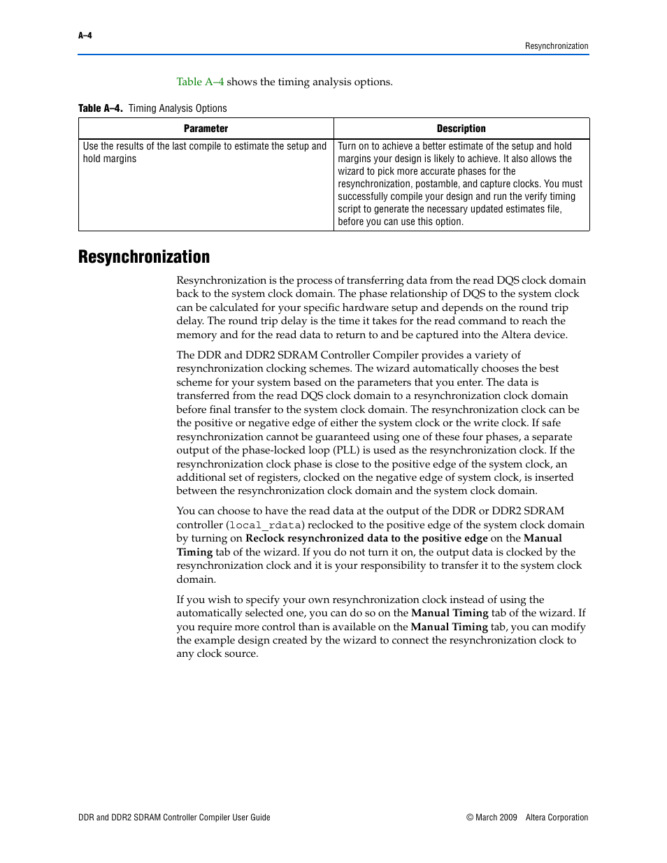 Resynchronization, R to, Resynchronization” on | Altera DDR SDRAM Controller User Manual | Page 82 / 106