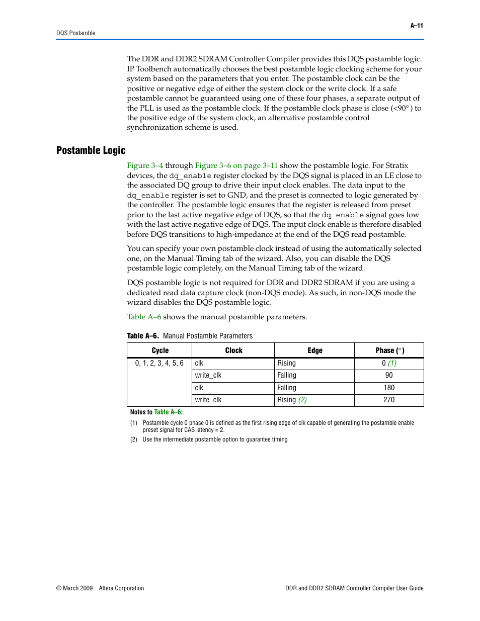 Postamble logic | Altera DDR SDRAM Controller User Manual | Page 89 / 106