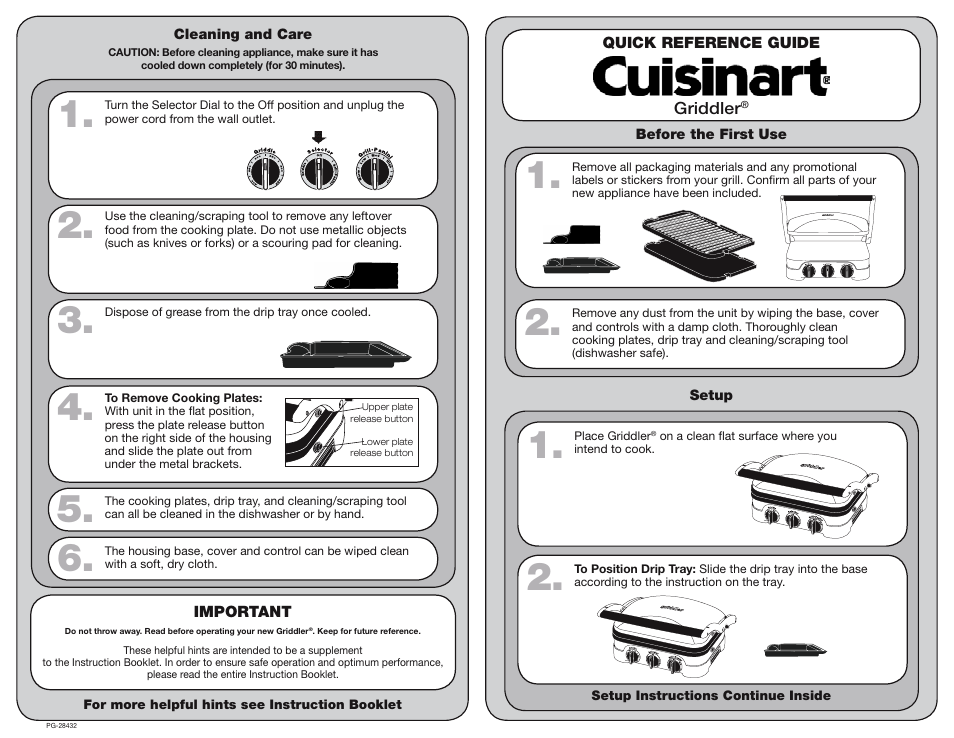 Cuisinart PG-28432 User Manual | 2 pages