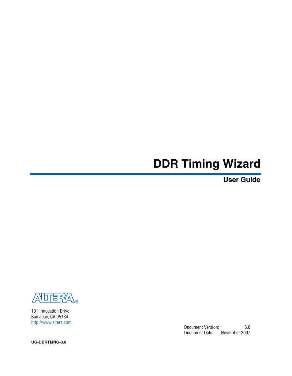 Altera DDR Timing Wizard User Manual | 92 pages