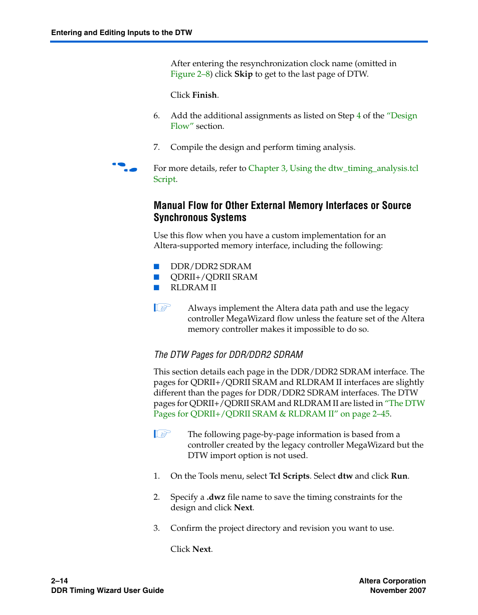 Manual flow for other external memory, Manual flow for other, Manual flow for other external memory interfaces | Altera DDR Timing Wizard User Manual | Page 26 / 92