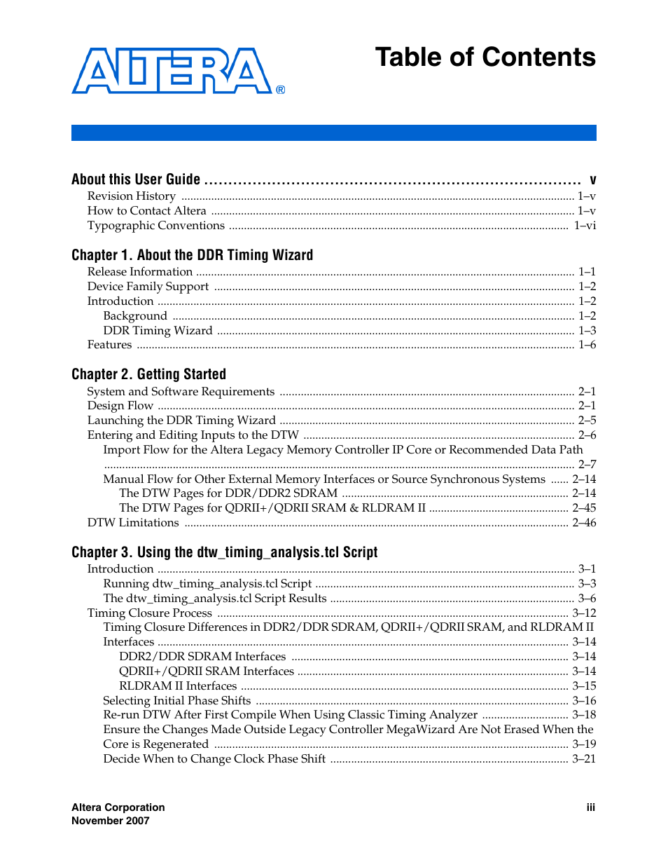 Altera DDR Timing Wizard User Manual | Page 3 / 92