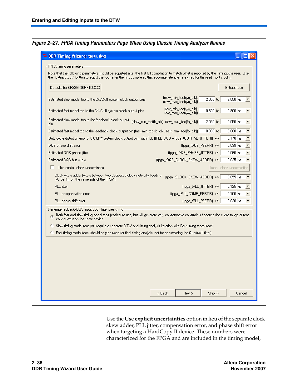 Figure 2–27, Show the fpga pa | Altera DDR Timing Wizard User Manual | Page 50 / 92