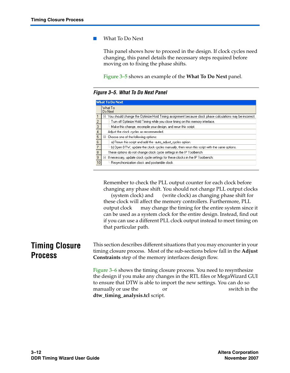Timing closure process, Timing closure process –12 | Altera DDR Timing Wizard User Manual | Page 72 / 92