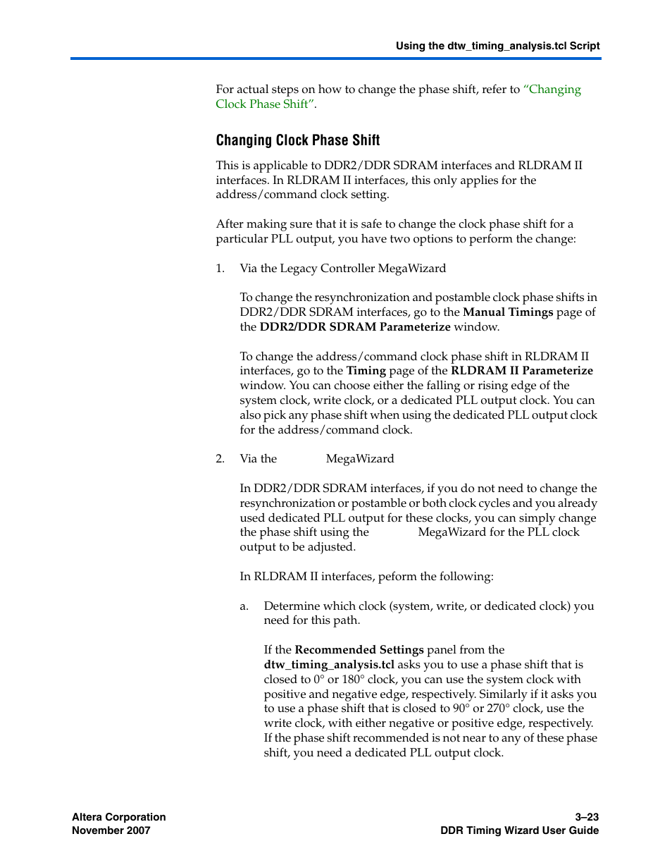 Changing clock phase shift | Altera DDR Timing Wizard User Manual | Page 83 / 92