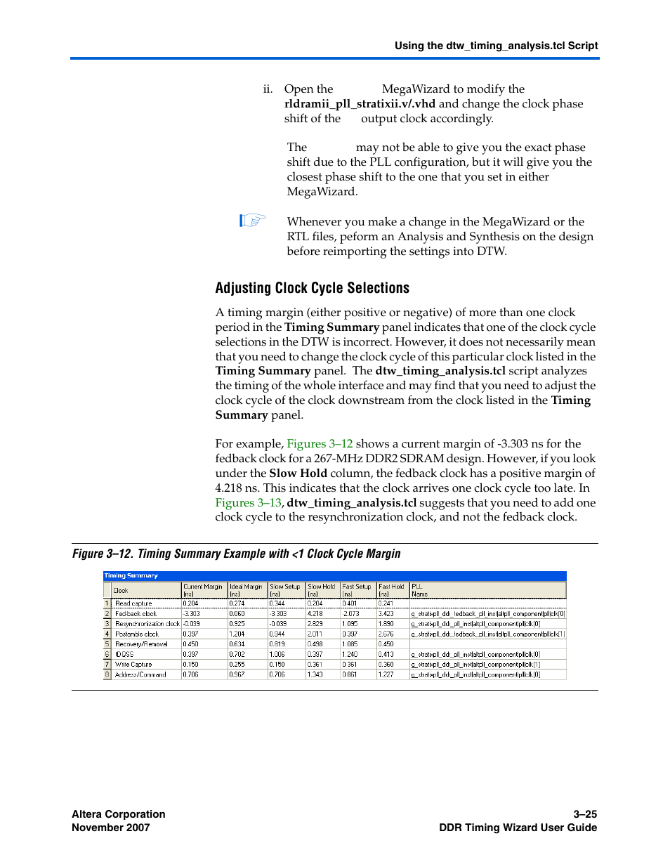 Adjusting clock cycle selections | Altera DDR Timing Wizard User Manual | Page 85 / 92
