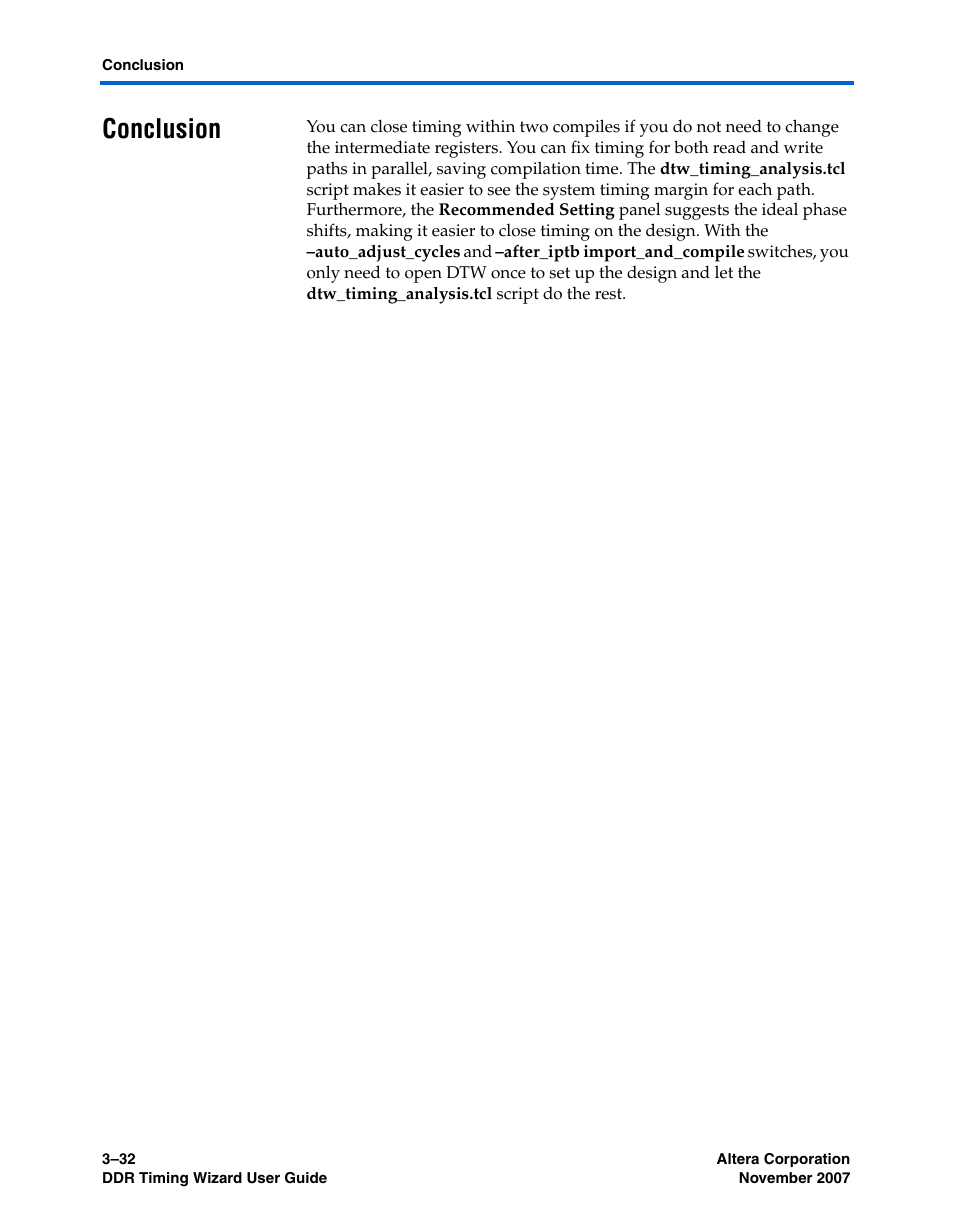 Conclusion, Conclusion –32 | Altera DDR Timing Wizard User Manual | Page 92 / 92