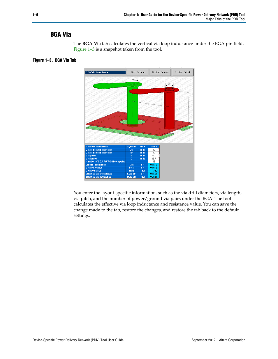 Bga via, Bga via –6 | Altera Device-Specific Power Delivery Network User Manual | Page 10 / 32