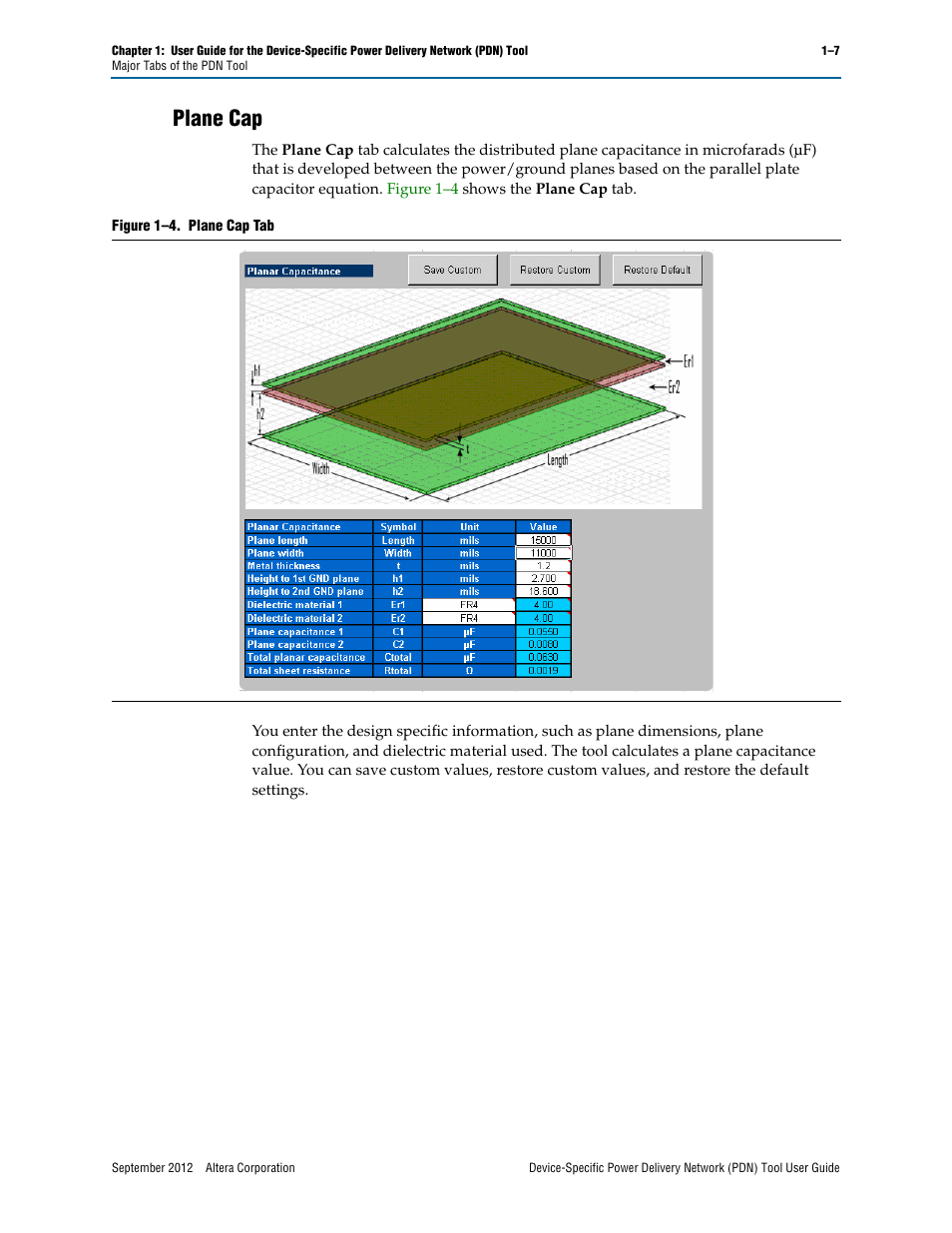 Plane cap, Plane cap –7 | Altera Device-Specific Power Delivery Network User Manual | Page 11 / 32