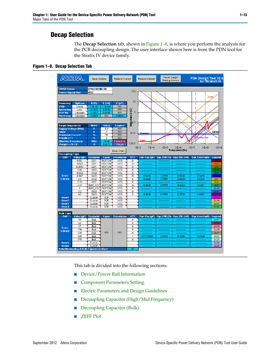 Decap selection, Decap selection –13 | Altera Device-Specific Power Delivery Network User Manual | Page 17 / 32