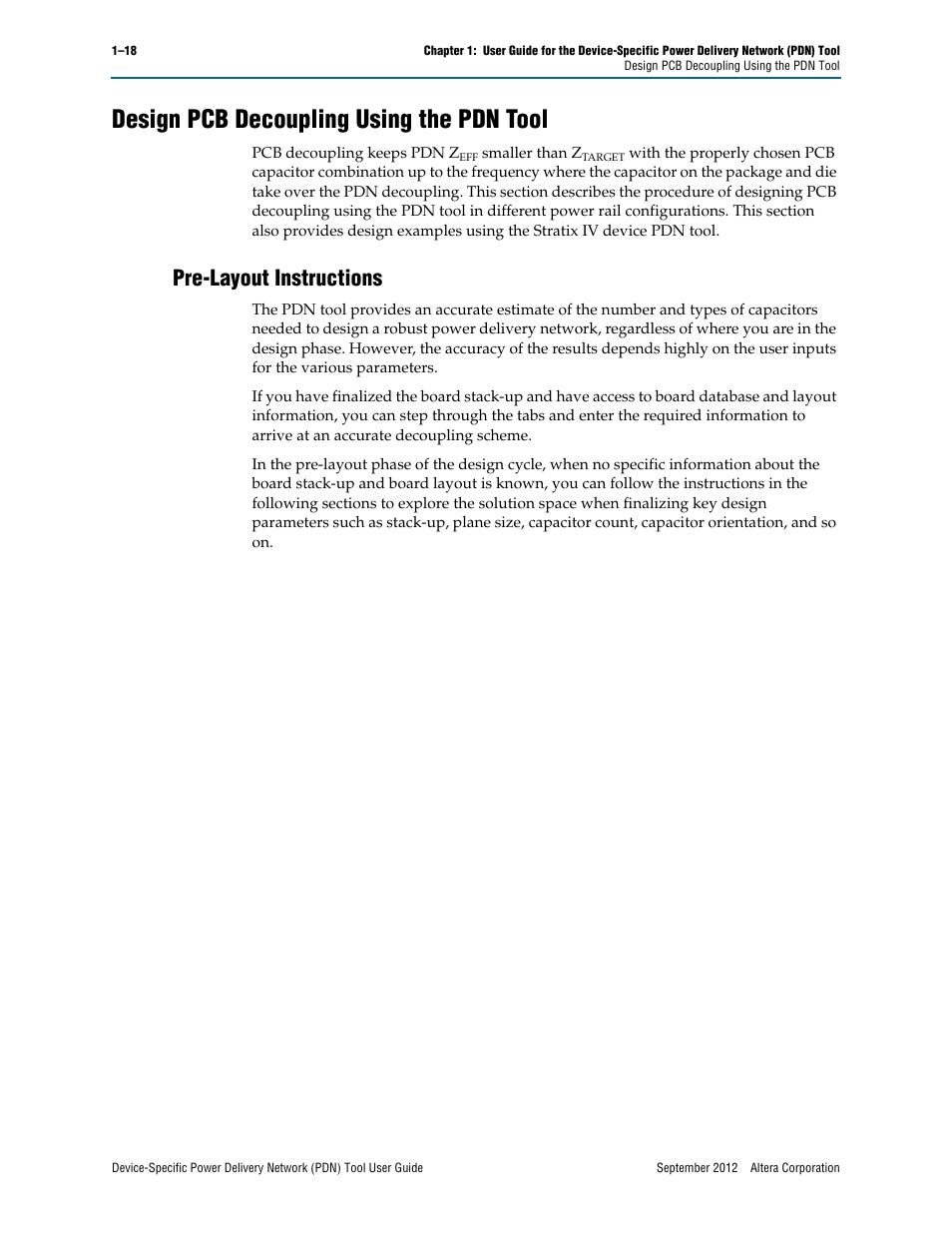 Design pcb decoupling using the pdn tool, Pre-layout instructions, Design pcb decoupling using the pdn tool –18 | Pre-layout instructions –18 | Altera Device-Specific Power Delivery Network User Manual | Page 22 / 32