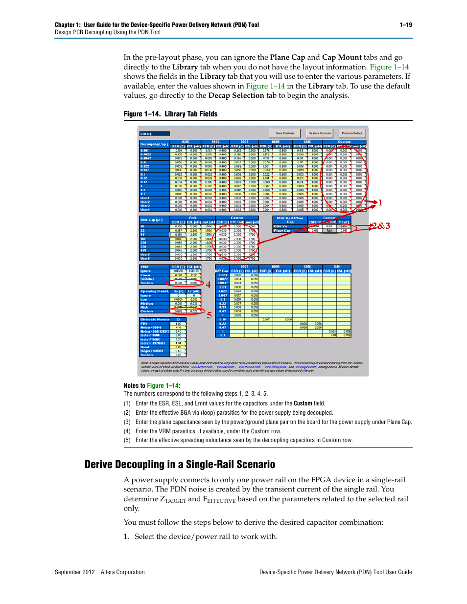Derive decoupling in a single-rail scenario, Derive decoupling in a single-rail scenario –19 | Altera Device-Specific Power Delivery Network User Manual | Page 23 / 32