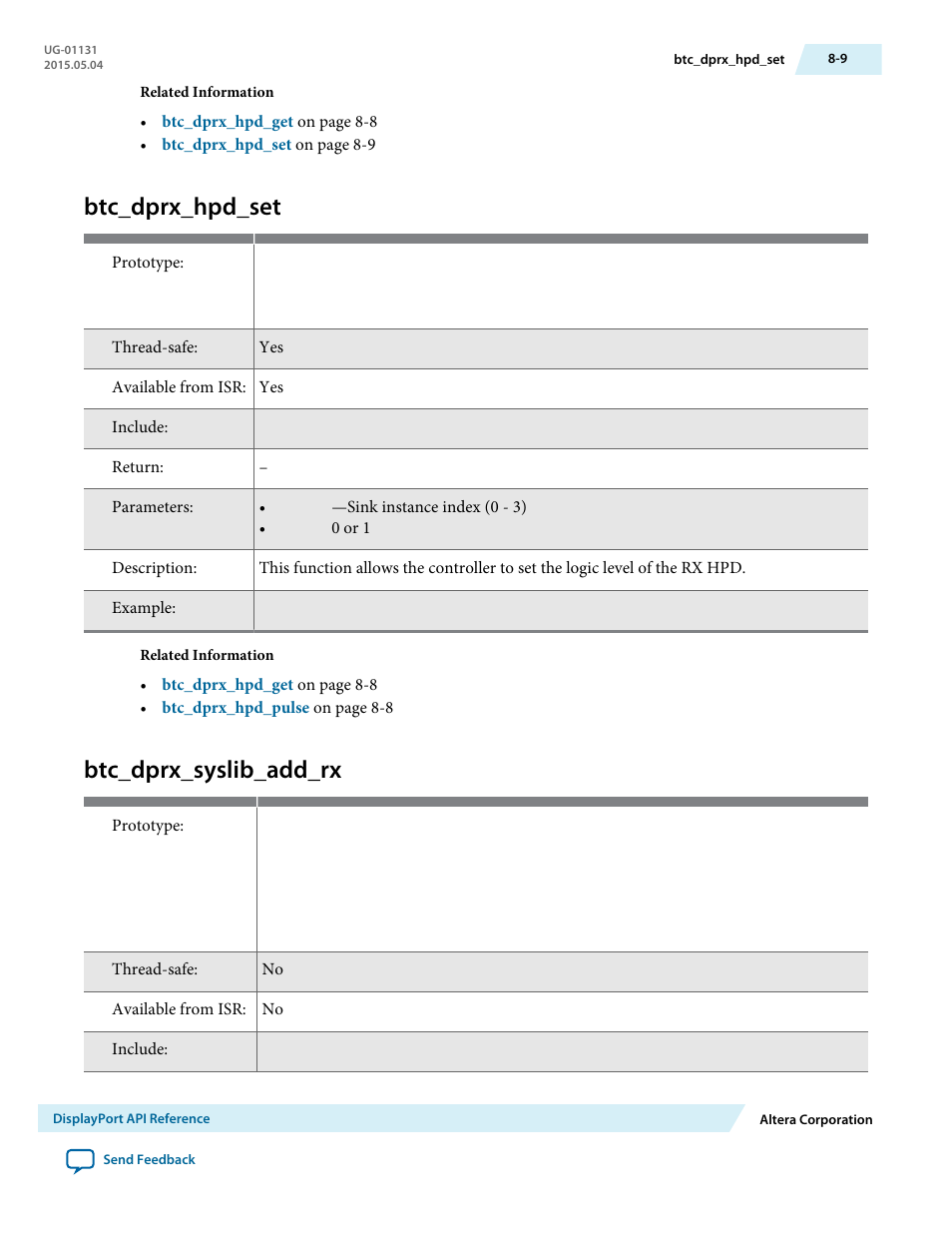 Btc_dprx_hpd_set, Btc_dprx_syslib_add_rx, Btc_dprx_hpd_set -9 | Btc_dprx_syslib_add_rx -9 | Altera DisplayPort MegaCore Function User Manual | Page 110 / 195