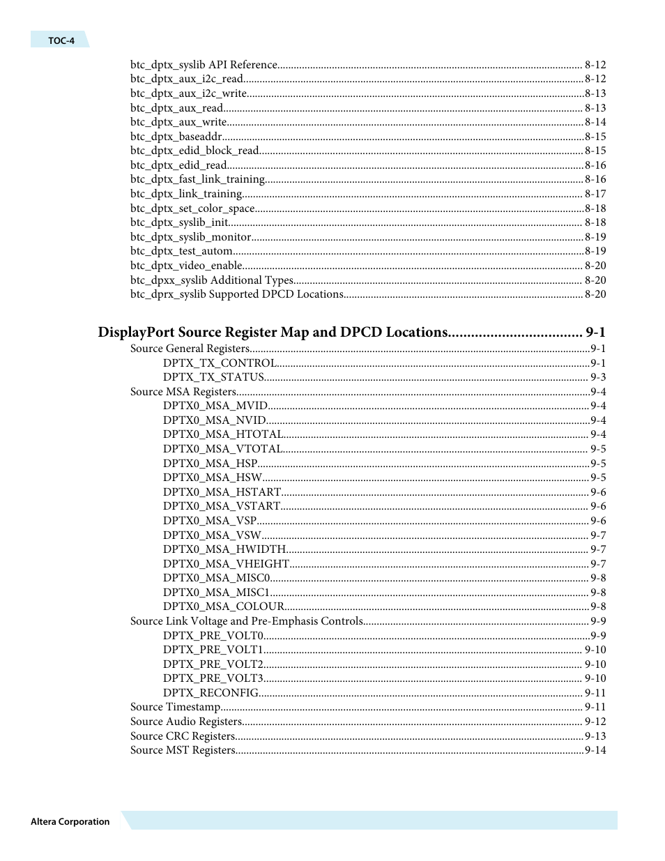 Altera DisplayPort MegaCore Function User Manual | Page 4 / 195