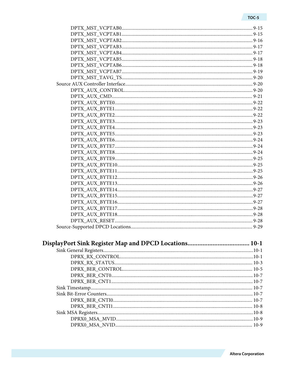 Altera DisplayPort MegaCore Function User Manual | Page 5 / 195