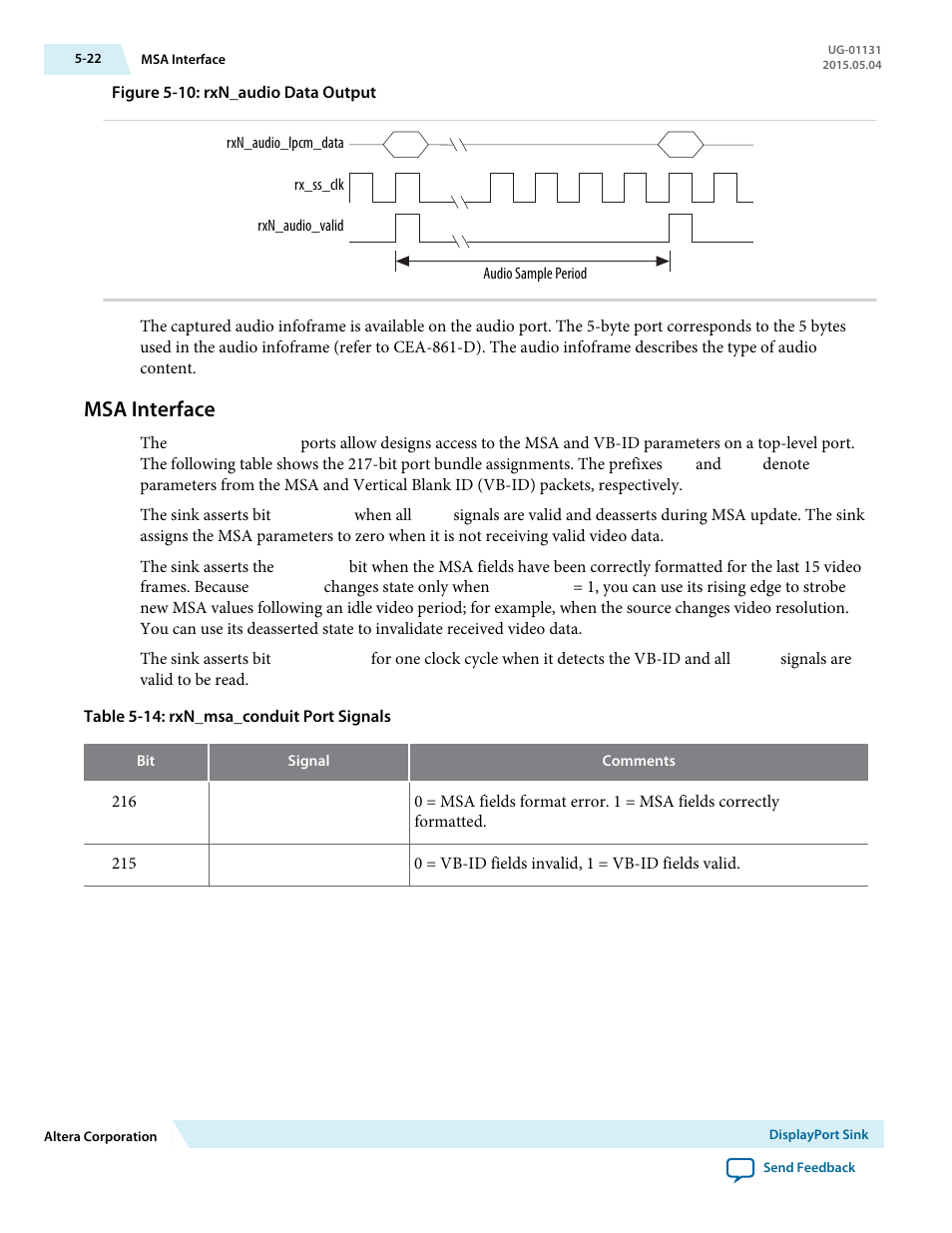 Msa interface, Msa interface -22 | Altera DisplayPort MegaCore Function User Manual | Page 58 / 195