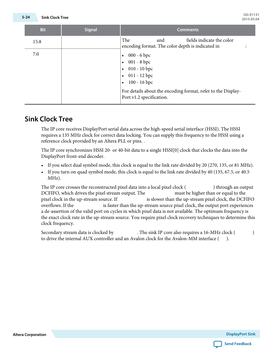 Sink clock tree, Sink clock tree -24 | Altera DisplayPort MegaCore Function User Manual | Page 60 / 195