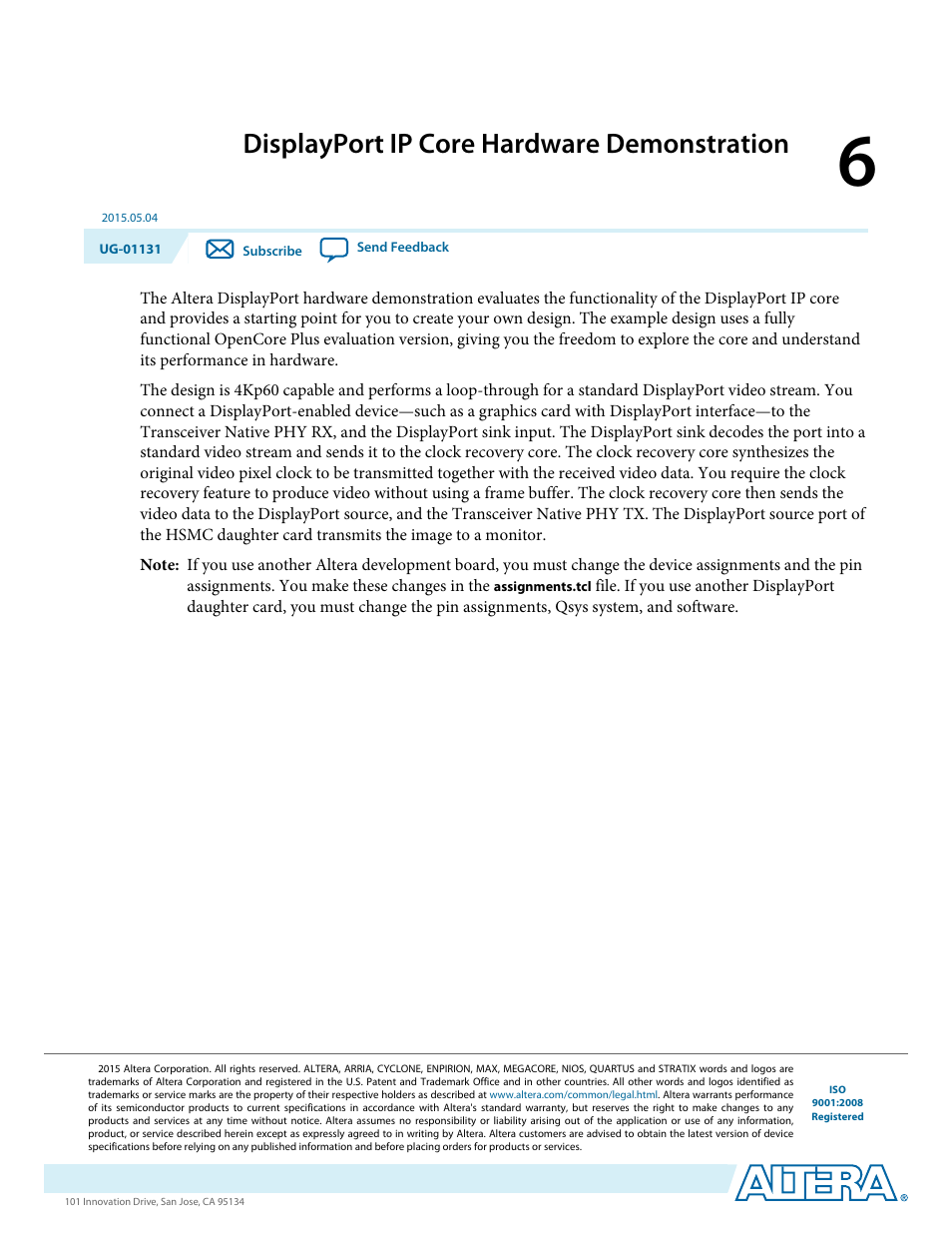 Displayport ip core hardware demonstration, Displayport ip core hardware demonstration -1 | Altera DisplayPort MegaCore Function User Manual | Page 62 / 195